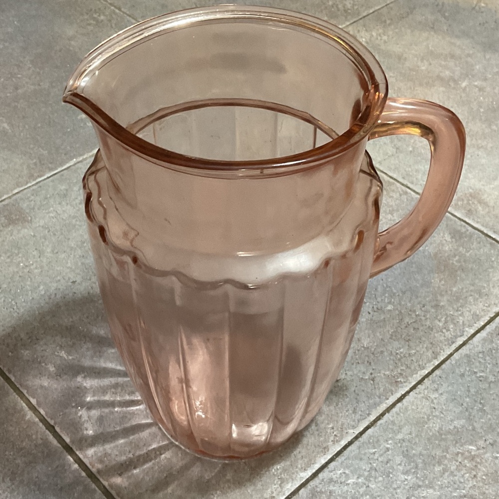 Anchor Hocking Blush Glass Pitcher depression glass.